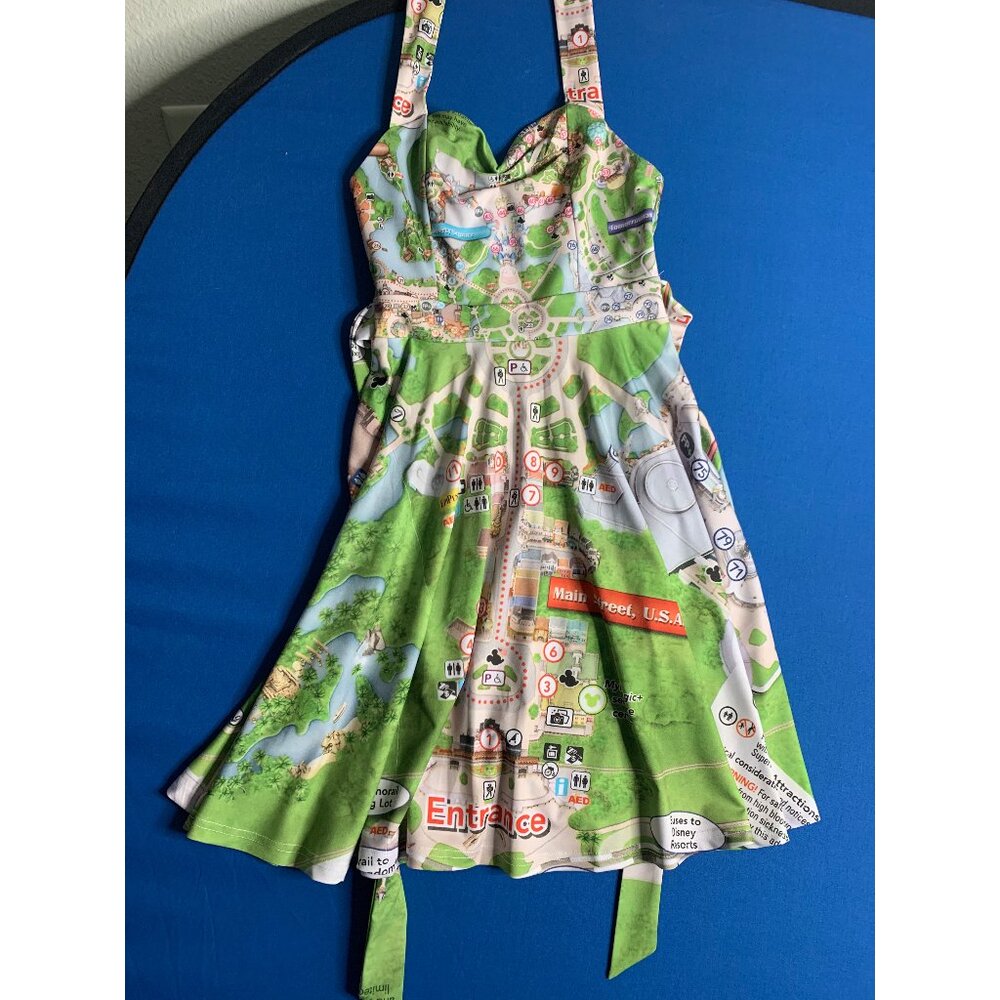 Disney Magic Kingdom park map halter dress - Size XS